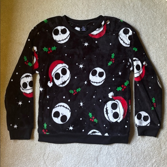 Disney Nightmare Before Christmas Jack Crew Neck Holiday Fleece Pull Over unisex - Picture 1 of 4